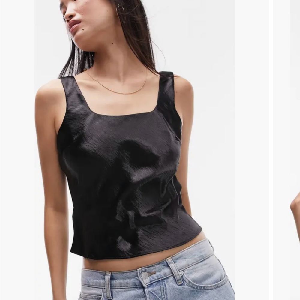 Topshop Satin Square neck top